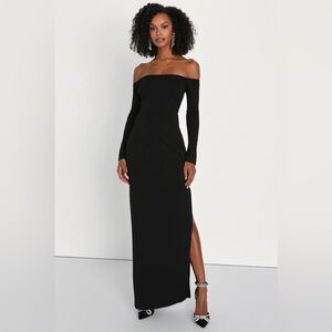 Lulu's Black Long Sleeve Off-Shoulder Maxi Dress